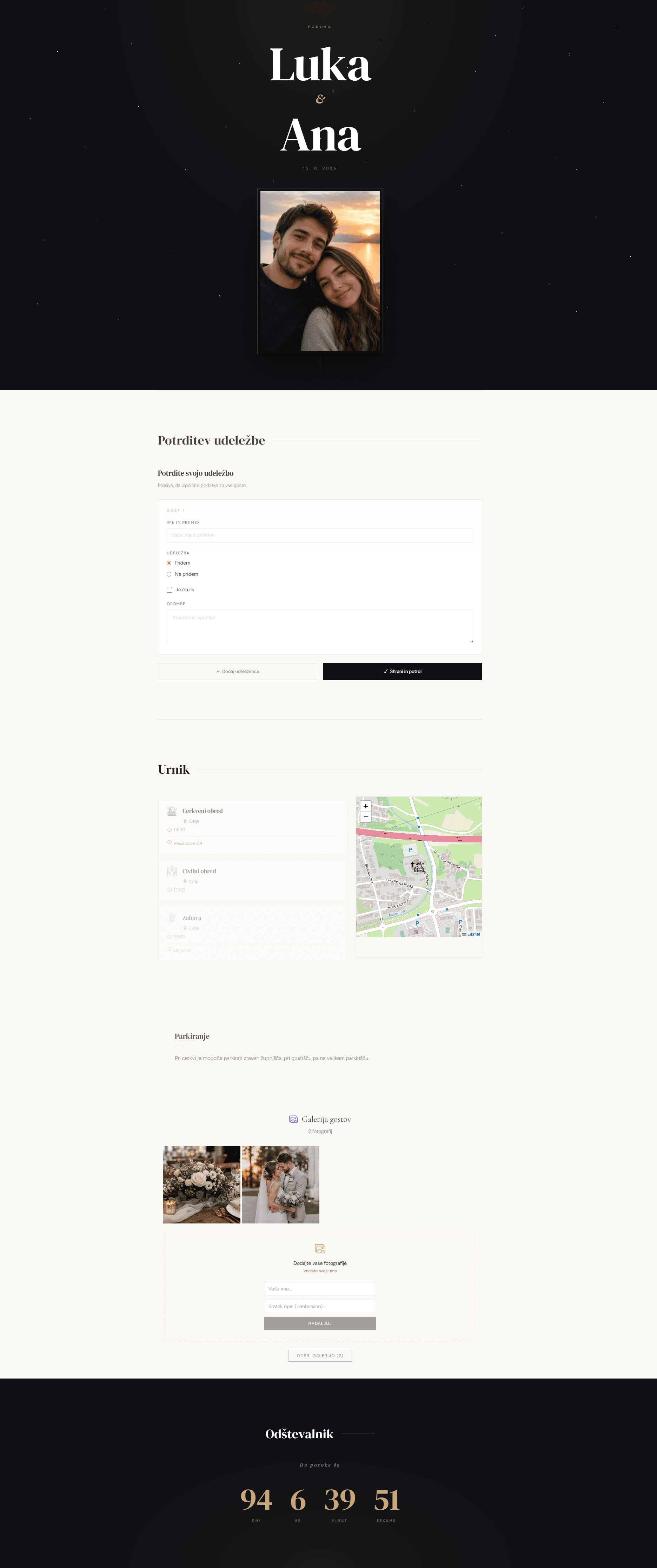 Rustički wedding website template preview